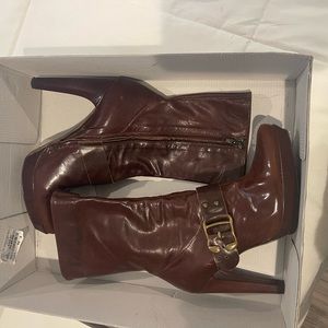 Vintage Antik Denim leather tall heeled boots